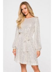 Made of emotion Sukienka w kolorze szampańskim rozmiar: XL. Szare sukienki damskie Made Of Emotion, bez wzorów, bez ramiączek. Za 244.22 zł.