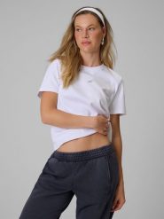 4F T-shirt regular gładki damski - biały M. Białe t-shirty damskie 4F, m, bez wzorów, z bawełny, bez kołnierzyka. Za 69.99 zł.