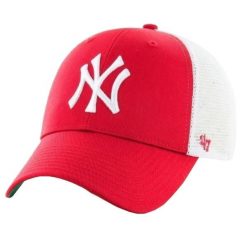 Czapka z daszkiem dla dorosłych 47 Brand MLB New York Yankees Branson Cap. Czerwone czapki z daszkiem damskie 47 Brand, bez wzorów, z bawełny. Za 89.99 zł.