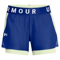 Szorty Under Armour Play Up 2 W 1 Damskie. Niebieskie spodenki sportowe damskie Under Armour, s, bez wzorów, z dzianiny, do biegania. Za 169.90 zł.