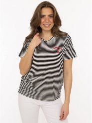 Zwillingsherz Koszulka w kolorze czarno-białym rozmiar: M. Białe koszulki damskie Zwillingsherz, m, bez wzorów, z wiskozy, bez kołnierzyka, bez ramiączek. Za 82.99 zł.