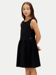 Calvin Klein Jeans Sukienka letnia LVCKSJH01G Czarny Regular Fit. Czarne sukienki dziewczęce Calvin Klein Jeans, bez wzorów, z jeansu, bez ramiączek, proste. Za 249.99 zł.