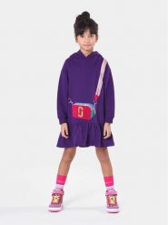Marc Jacobs Sukienka dzianinowa W12467 Fioletowy Regular Fit. Fioletowe sukienki dziewczęce Marc Jacobs, bez wzorów, z bawełny, bez ramiączek, proste. Za 629.99 zł.