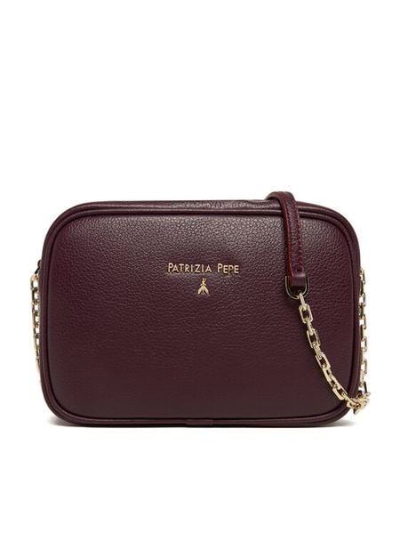 Patrizia Pepe Torebka CB0071/L001-M536 Bordowy. Czerwone listonoszki damskie Patrizia Pepe, bez wzorów, ze skóry, bez dodatków. Za 729.99 zł.