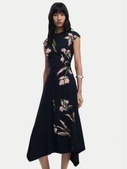 Desigual Sukienka codzienna Katrina 25WWVK12 Czarny Slim Fit. Czarne sukienki damskie Desigual, bez wzorów, z bawełny, bez ramiączek. Za 429.99 zł.