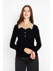 William de Faye Sweter w kolorze czarno-beżowym rozmiar: 36. Czarne swetry klasyczne damskie William de Faye, bez kołnierzyka. Za 104.99 zł.