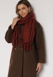 Bordowy Klasyczny Szalik Zdobiony Frędzlami Vetilana. Czerwone szaliki damskie Born2be, z aplikacjami, z jeansu. Za 44.99 zł.