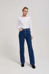Jeansy wide leg zapinane na podwójne guziki granatowe. Jeansy damskie MOODO. W wyprzedaży za 63.99 zł.