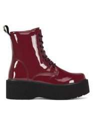 DeeZee Botki WS101-08A Bordowy. Czerwone botki damskie DeeZee, z materiału, bez obcasa, na płaskiej podeszwie, bez zapięcia. Za 199.99 zł.