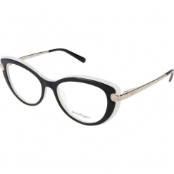 Oprawki "SF2755" w kolorze czarno-białym. Białe okulary przeciwsłoneczne damskie Carrera, Ferragamo. W wyprzedaży za 249.95 zł.
