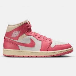 Nike Air Jordan 1 Mid "Pink Salt" Sneakersy damskie. Czerwone obuwie sportowe damskie Nike, ze skóry, bez zapięcia, Nike Air Jordan. Za 419.99 zł.