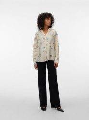 Vero Moda Bluzka w kolorze beżowym rozmiar: XS. Brązowe bluzki damskie Vero Moda, xs, bez wzorów, bez kołnierzyka, bez ramiączek. Za 79.03 zł.