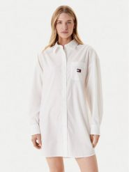 Tommy Jeans Sukienka koszulowa DW0DW21122 Biały Relaxed Fit. Białe sukienki damskie Tommy Jeans, bez wzorów, z bawełny, bez ramiączek. Za 279.99 zł.