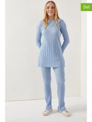 Olalook 2-częściowy zestaw w kolorze błękitnym rozmiar: S. Niebieskie swetry klasyczne damskie Olalook, s, ze splotem, bez kołnierzyka. Za 65.99 zł.