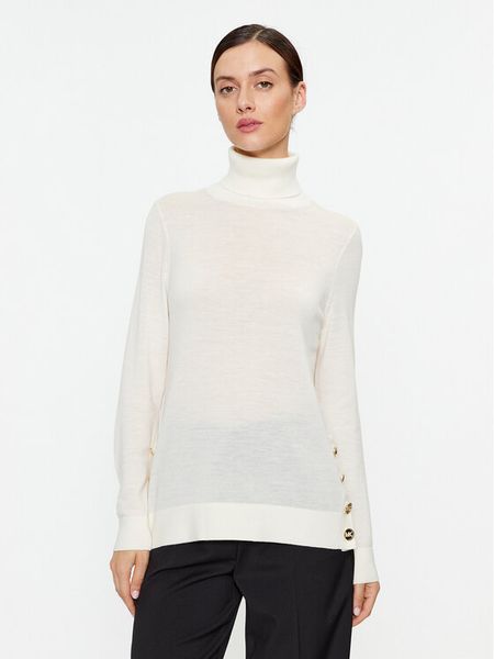 MICHAEL Michael Kors Golf MF360NV4VR Écru Regular Fit. Golfy damskie MICHAEL Michael Kors, xl, bez wzorów, z wełny, bez ramiączek. Za 759.99 zł.