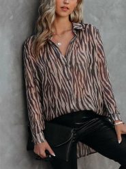 Milan Kiss Koszula w kolorze brązowo-czarnym rozmiar: S. Brązowe koszule damskie Milan Kiss, s, bez wzorów, bez kołnierzyka, bez ramiączek. Za 126.99 zł.