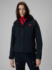 4F Kurtka trekkingowa membrana 10000 damska - czarna XS. Czarne kurtki damskie 4F, na lato, l, bez wzorów, z materiału, bez kaptura. Za 399.99 zł.