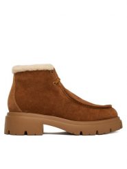 Stuart Weitzman Botki Hudson Shrling SM607 YHV Miedziany. Brązowe botki damskie Stuart Weitzman, ze skóry, bez obcasa, na płaskiej podeszwie, bez zapięcia. Za 2,439.00 zł.