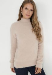 Jasnobeżowy Sweter Wełniany Lellimphei. Brązowe swetry klasyczne damskie Born2be, na jesień, l, z dzianiny, bez kołnierzyka. Za 64.99 zł.