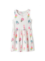 NAME IT Sukienka codzienna Vineo 13230153 Biały Regular Fit. Białe sukienki dziewczęce Name it, bez wzorów, z bawełny, bez ramiączek, proste. Za 39.99 zł.