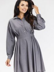 Sukienka Model A668 Grey - awama. Szare sukienki damskie Awama, bez wzorów, z elastanu, biznesowe, bez ramiączek. Za 398.95 zł.