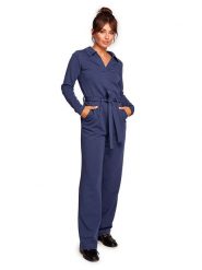 Be Wear Kombinezon w kolorze granatowym rozmiar: S. Niebieskie kombinezony damskie Be Wear, s, bez wzorów, z tkaniny, bez kołnierzyka, bez ramiączek, długie. Za 197.63 zł.