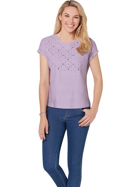 WITT WEIDEN Koszulka w kolorze fioletowym rozmiar: 44. Różowe koszulki damskie WITT WEIDEN, bez wzorów, z bawełny, bez kołnierzyka, bez ramiączek. Za 34.99 zł.