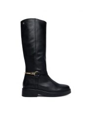 Tommy Hilfiger Oficerki Th Stud Leather Knee Riding Boot FW0FW09608 Czarny. Czarne kozaki damskie Tommy Hilfiger, ze skóry, bez obcasa, na płaskiej podeszwie, bez zapięcia. Za 1,299.00 zł.