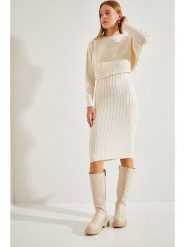 Bianco Lucci 2-częściowy zestaw w kolorze białym rozmiar: onesize. Białe sukienki damskie Bianco Lucci, bez wzorów, prążkowane, bez ramiączek. Za 86.99 zł.