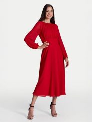 Swing Sukienka koktajlowa 5AI09000 Czerwony Regular Fit. Czerwone sukienki damskie Swing, bez wzorów, z syntetyku, wizytowe, bez ramiączek. Za 449.99 zł.