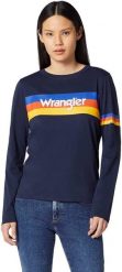 WRANGLER RAINBOW TEE DAMSKA KOSZULKA Z DŁUGIM RĘKAWEM LONGSLEEVE NAVY W7P9EV114 112132067. Niebieskie bluzki damskie Wrangler, s, bez wzorów, bez kołnierzyka, bez ramiączek. Za 99.99 zł.