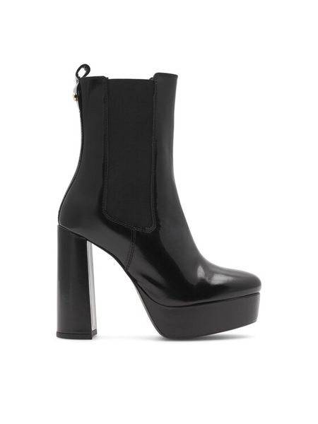 Eva Minge Botki LUGO-111070 Czarny. Czarne botki damskie Eva Minge, ze skóry, bez obcasa, na słupku, bez zapięcia. Za 359.99 zł.