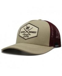 Czapka Trucker - 5 Paneli / Z Recyklingu / Jeden Rozmiar (Beżowy/Bordowy). Czerwone czapki z daszkiem damskie SURF MONKEY, z aplikacjami, z bawełny. Za 159.95 zł.