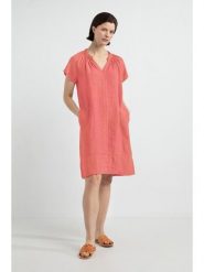 Josephine & Co Sukienka "Jolijn" w kolorze koralowym rozmiar: 40. Czerwone sukienki damskie Josephine & Co, bez wzorów, ze lnu, bez ramiączek. Za 282.99 zł.