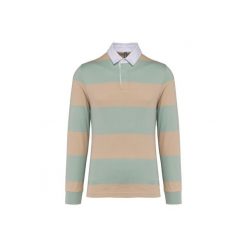 Koszulka polo w paski, długi rękaw Kariban. Zielone bluzki damskie KARIBAN, bez wzorów, eleganckie, bez kołnierzyka, bez ramiączek. Za 217.50 zł.