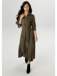 Aniston Sukienka w kolorze czarno-zielono-żółtym rozmiar: 46. Czarne sukienki damskie Aniston, bez wzorów, z tkaniny, bez ramiączek. Za 110.04 zł.