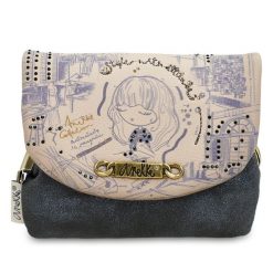 Granatowa Kompaktowa Portmonetka Damska Anekke. Niebieskie torebki klasyczne damskie Anekke, z materiału, zdobione, bez dodatków. Za 129.00 zł.