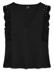 Vero Moda Bluzka w kolorze czarnym rozmiar: S. Czarne bluzki damskie Vero Moda, s, bez wzorów, z bawełny, bez kołnierzyka, bez ramiączek. Za 64.45 zł.
