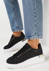 Czarne Sneakersy na Platformie Lepava. Czarne obuwie sportowe damskie Born2be, bez zapięcia. Za 79.99 zł.