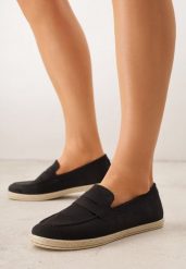 Czarne Mokasyny z Plecionką w Stylu Boho Galenatea. Czarne mokasyny damskie Renee, na lato, z jeansu, bez obcasa. Za 69.99 zł.