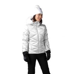Kurtka narciarska damska Rossignol Staci Metallic. Szare kurtki damskie Rossignol, na zimę, m, bez wzorów, bez kaptura. W wyprzedaży za 1,549.00 zł.