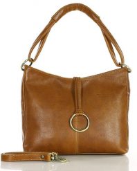 Shopperka skórzana MARCO MAZZINI 416a camelowa. Kuferki damskie ze skóry, do ręki, bez dodatków. Za 493.05 zł.