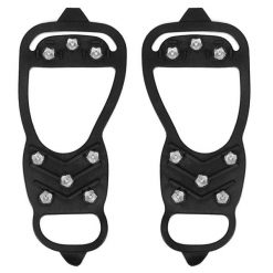 Raczki na buty turystyczne, antypoślizgowe nakładki kolce rozmiar 41-45 czarne. Czarne obuwie trekkingowe damskie Springos, bez zapięcia. Za 11.99 zł.