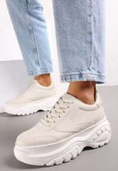 Beżowe Sneakersy Fair Crush. Brązowe obuwie sportowe damskie Renee, przed kostkę, bez zapięcia. Za 49.99 zł.