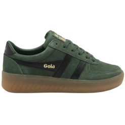 Sneakersy damscy Gola Grandslam Suede Trainer. Czarne obuwie sportowe damskie Gola, z zamszu, bez zapięcia. W wyprzedaży za 418.00 zł.