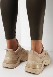 Ciemnobeżowe Sneakersy Iomessa. Brązowe obuwie sportowe damskie Born2be, przed kostkę, bez zapięcia. Za 74.99 zł.