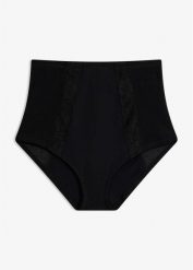 Figi panty o średnim stopniu modelowania, z bawełną. Czarne bielizna korygująca bonprix, bez wzorów, z bawełny. Za 84.99 zł.