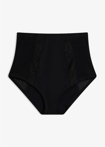 Figi panty o średnim stopniu modelowania, z bawełną. Czarne bielizna korygująca bonprix, bez wzorów, z bawełny. Za 84.99 zł.