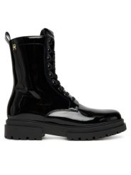 Tommy Hilfiger Trapery Lace-Up Bootie T4A5-34025-0775 D Czarny. Czarne kozaki dziewczęce Tommy Hilfiger, bez wzorów, ze skóry, bez obcasa, bez zapięcia. Za 429.99 zł.
