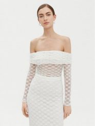 Bardot Bluzka 59742TB Biały Regular Fit. Białe bluzki damskie Bardot, bez wzorów, z bawełny, bez kołnierzyka, bez ramiączek. Za 219.99 zł.